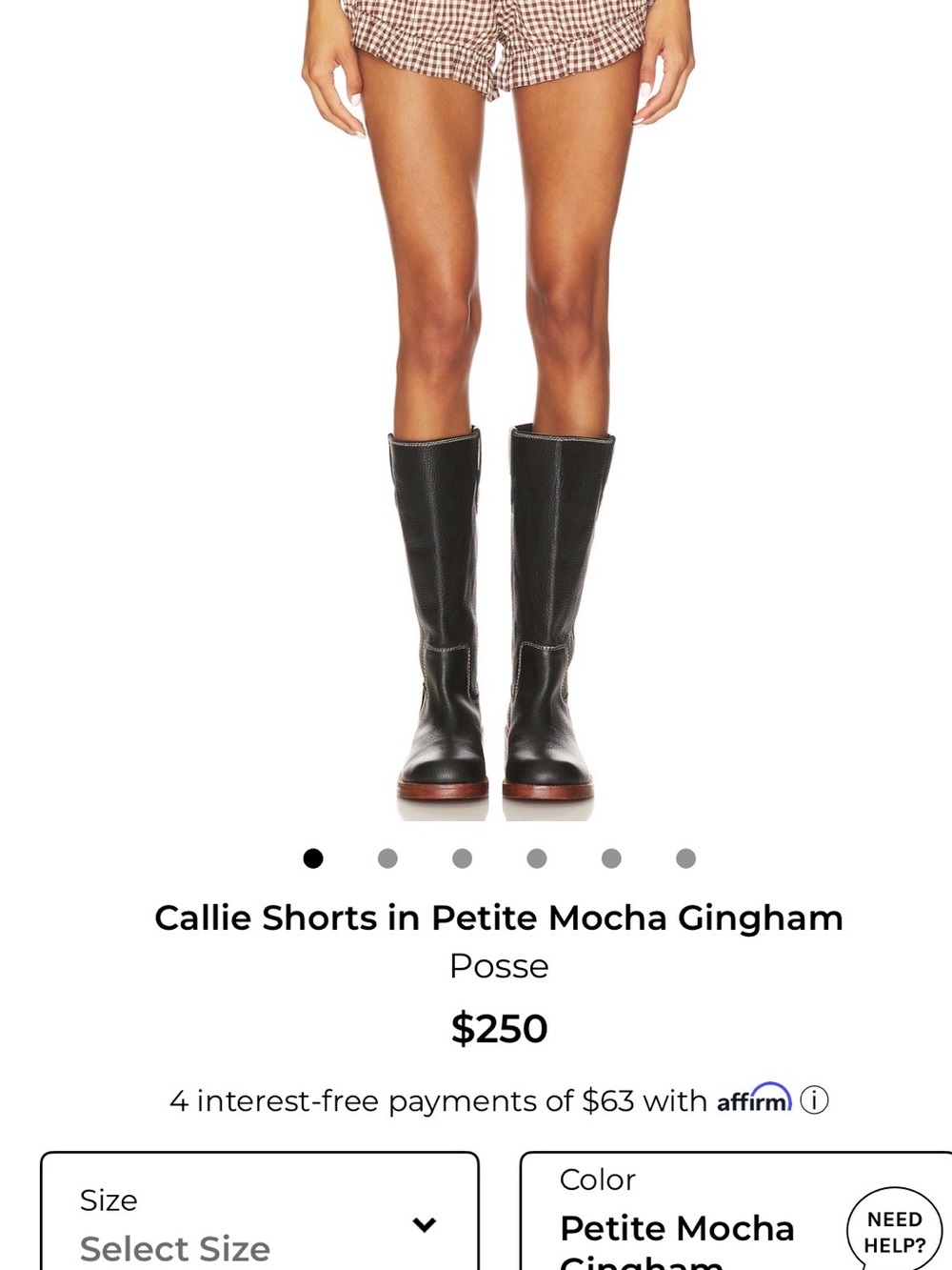 Posse Callie Shorts Brown Gingham